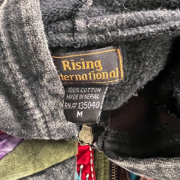 Rising International Boho Embroidered Hooded Sweatshirt M - Picture 7 of 8